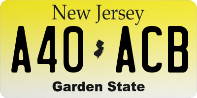 NJ license plate A40ACB