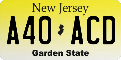 NJ license plate A40ACD