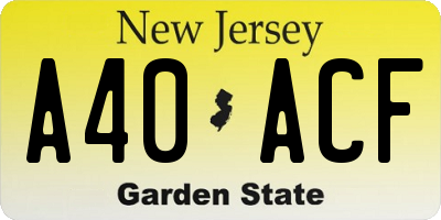 NJ license plate A40ACF