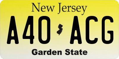 NJ license plate A40ACG