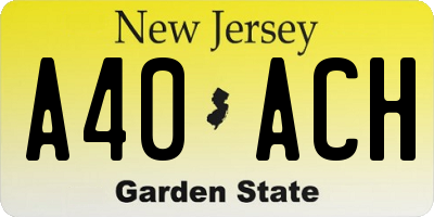 NJ license plate A40ACH