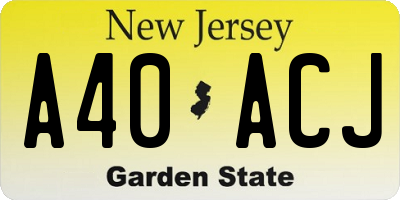 NJ license plate A40ACJ