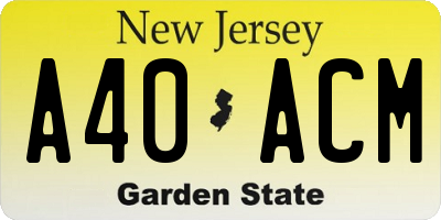NJ license plate A40ACM