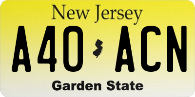 NJ license plate A40ACN