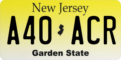 NJ license plate A40ACR