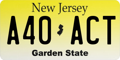 NJ license plate A40ACT