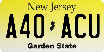 NJ license plate A40ACU