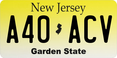 NJ license plate A40ACV