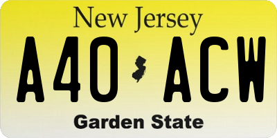 NJ license plate A40ACW