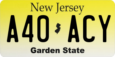 NJ license plate A40ACY