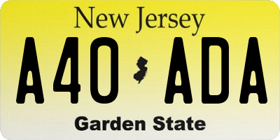 NJ license plate A40ADA