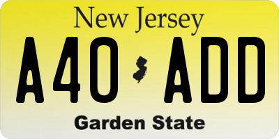 NJ license plate A40ADD