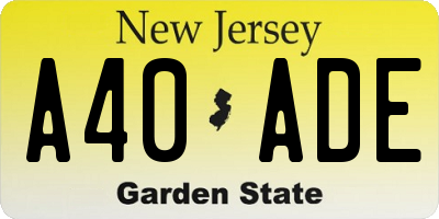 NJ license plate A40ADE