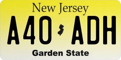 NJ license plate A40ADH