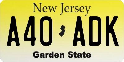 NJ license plate A40ADK