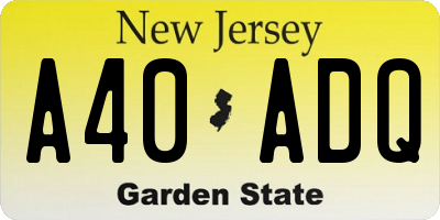 NJ license plate A40ADQ