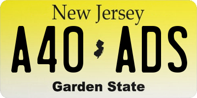 NJ license plate A40ADS