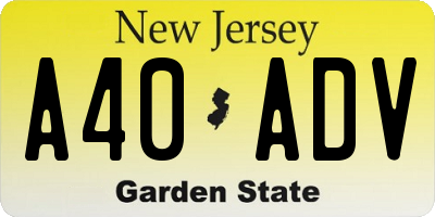 NJ license plate A40ADV