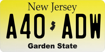 NJ license plate A40ADW