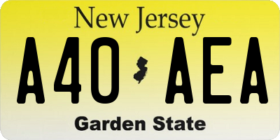 NJ license plate A40AEA
