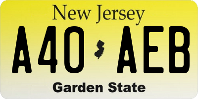 NJ license plate A40AEB