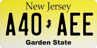 NJ license plate A40AEE