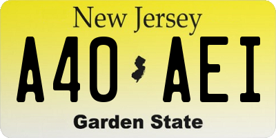 NJ license plate A40AEI