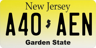 NJ license plate A40AEN