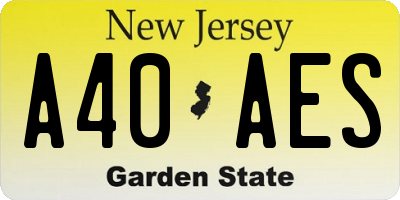 NJ license plate A40AES