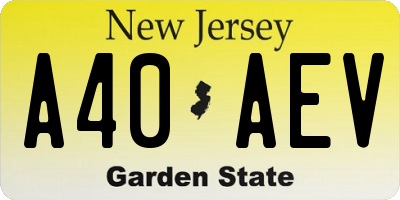 NJ license plate A40AEV