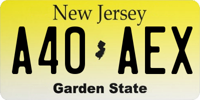 NJ license plate A40AEX