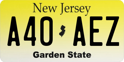 NJ license plate A40AEZ