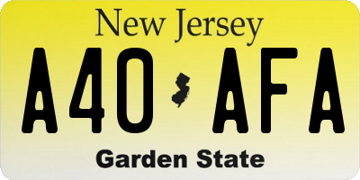 NJ license plate A40AFA