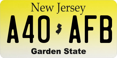NJ license plate A40AFB