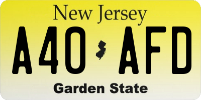 NJ license plate A40AFD