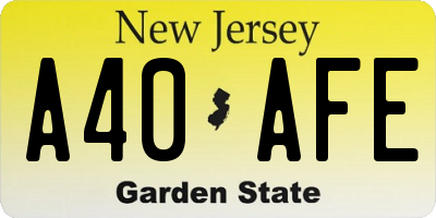 NJ license plate A40AFE