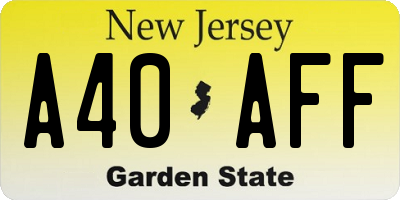 NJ license plate A40AFF