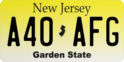 NJ license plate A40AFG