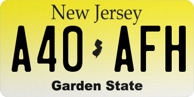 NJ license plate A40AFH