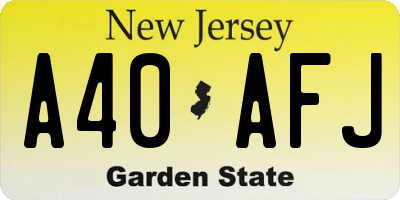 NJ license plate A40AFJ