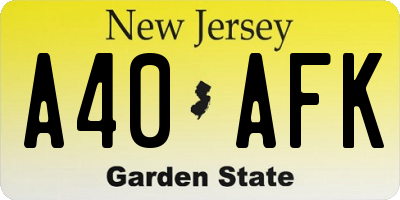 NJ license plate A40AFK