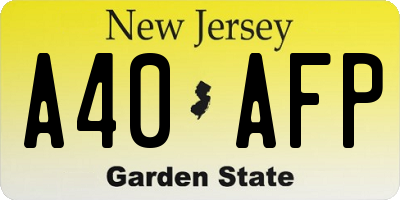 NJ license plate A40AFP