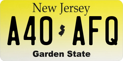 NJ license plate A40AFQ