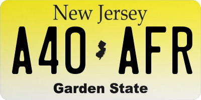 NJ license plate A40AFR