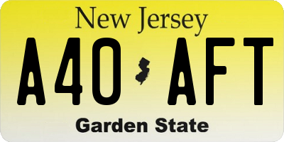 NJ license plate A40AFT