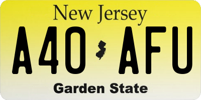 NJ license plate A40AFU
