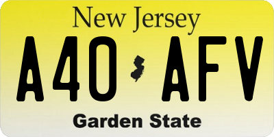 NJ license plate A40AFV