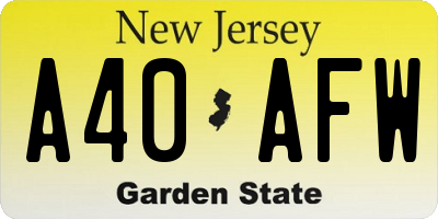 NJ license plate A40AFW