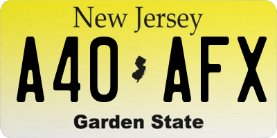 NJ license plate A40AFX
