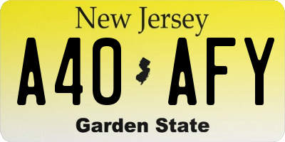 NJ license plate A40AFY